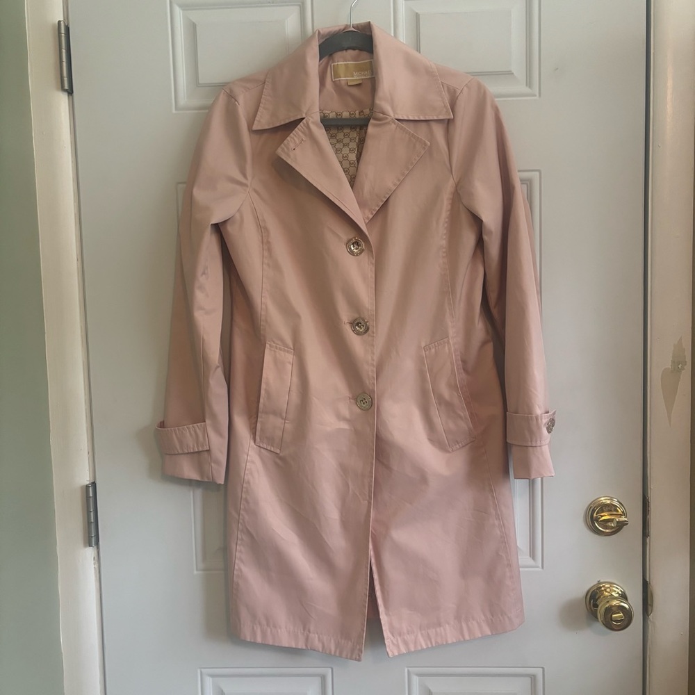 MICHAEL Michael Kors Soft Pink Single-Breasted Trench Coat - Picture 5 of 15